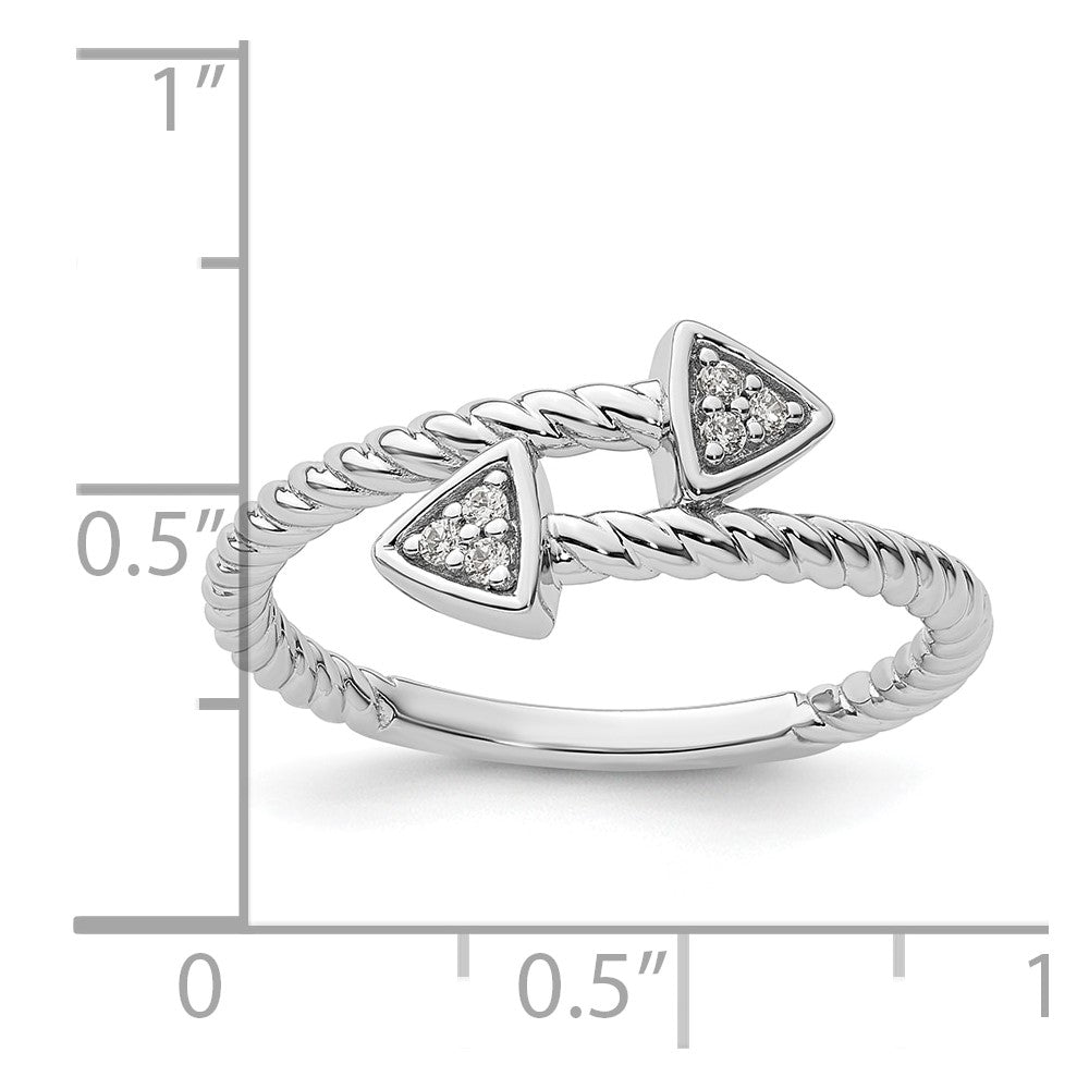 White Ice Sterling Silver Rhodium-plated Diamond Arrow Ring