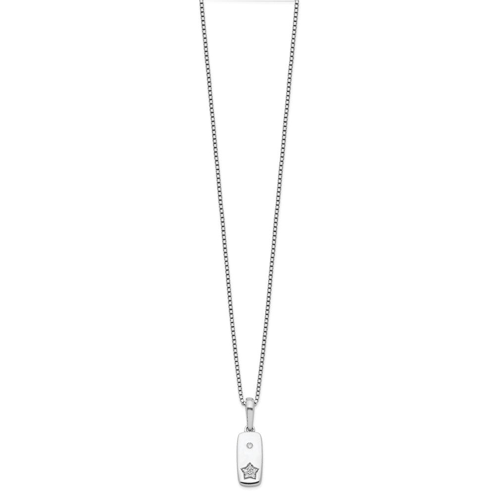 White Ice Sterling Silver Rhodium-plated 18 Inch Diamond Star Tag Necklace with 2 Inch Extender