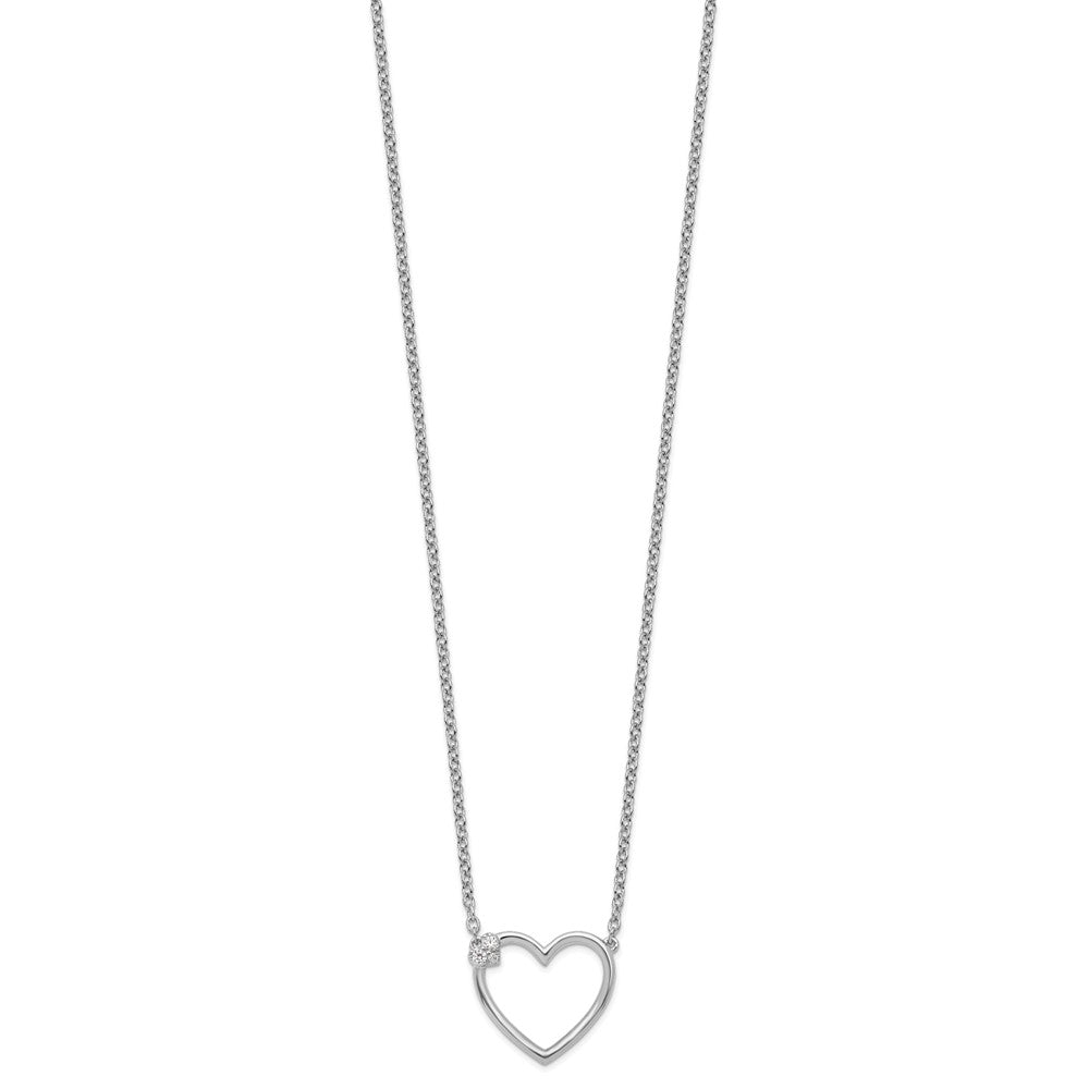 White Ice Sterling Silver Rhodium-plated 18 Inch Diamond Open Heart Necklace