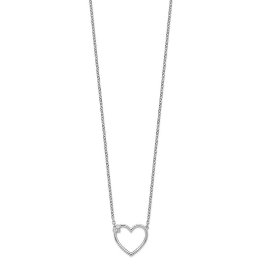 White Ice Sterling Silver Rhodium-plated 18 Inch Diamond Open Heart Necklace
