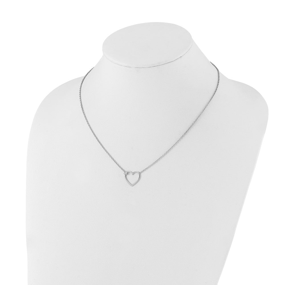 White Ice Sterling Silver Rhodium-plated 18 Inch Diamond Open Heart Necklace