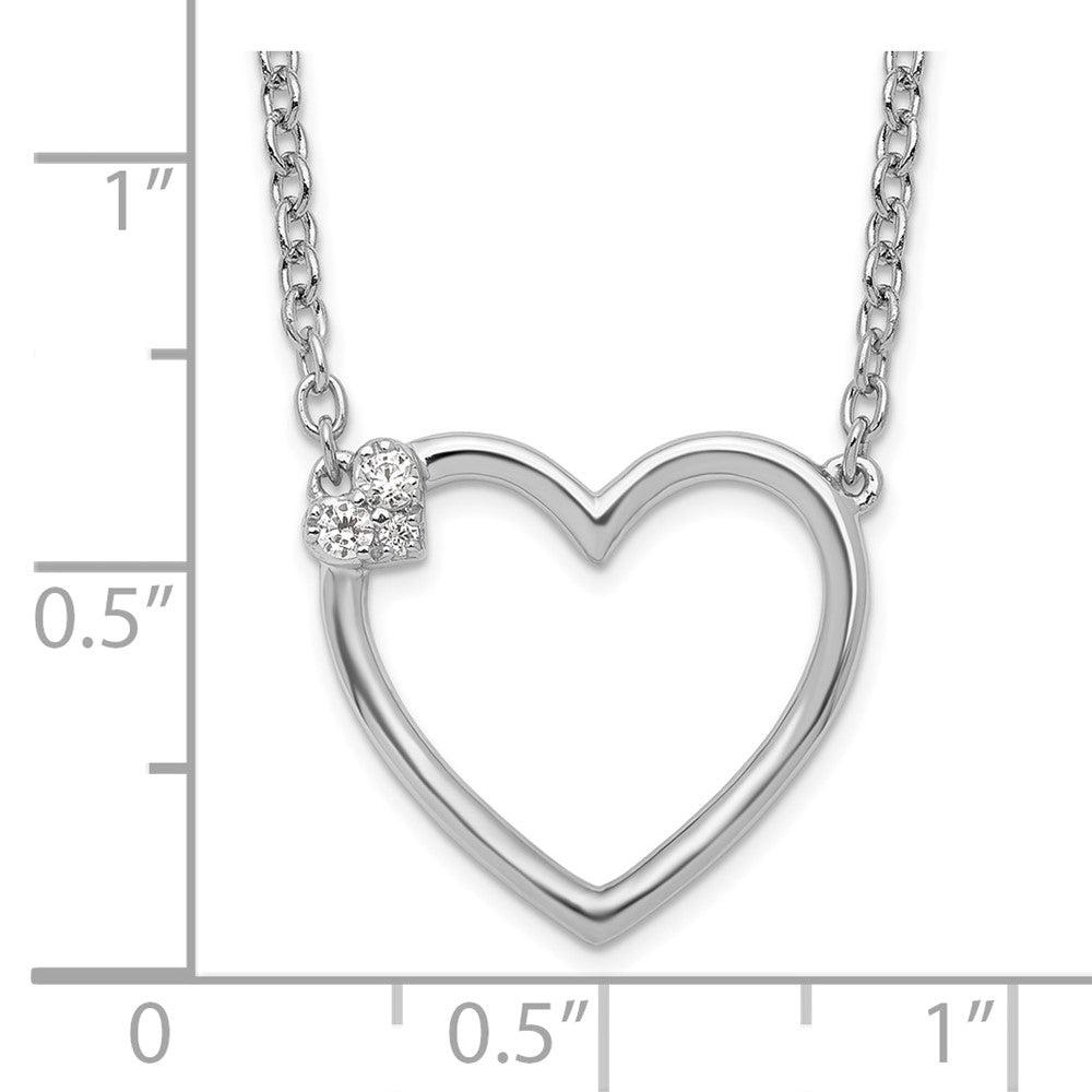 White Ice Sterling Silver Rhodium-plated 18 Inch Diamond Open Heart Necklace
