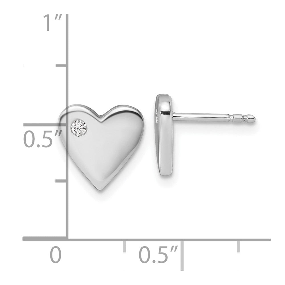 White Ice Sterling Silver Rhodium-plated Diamond Heart Earrings