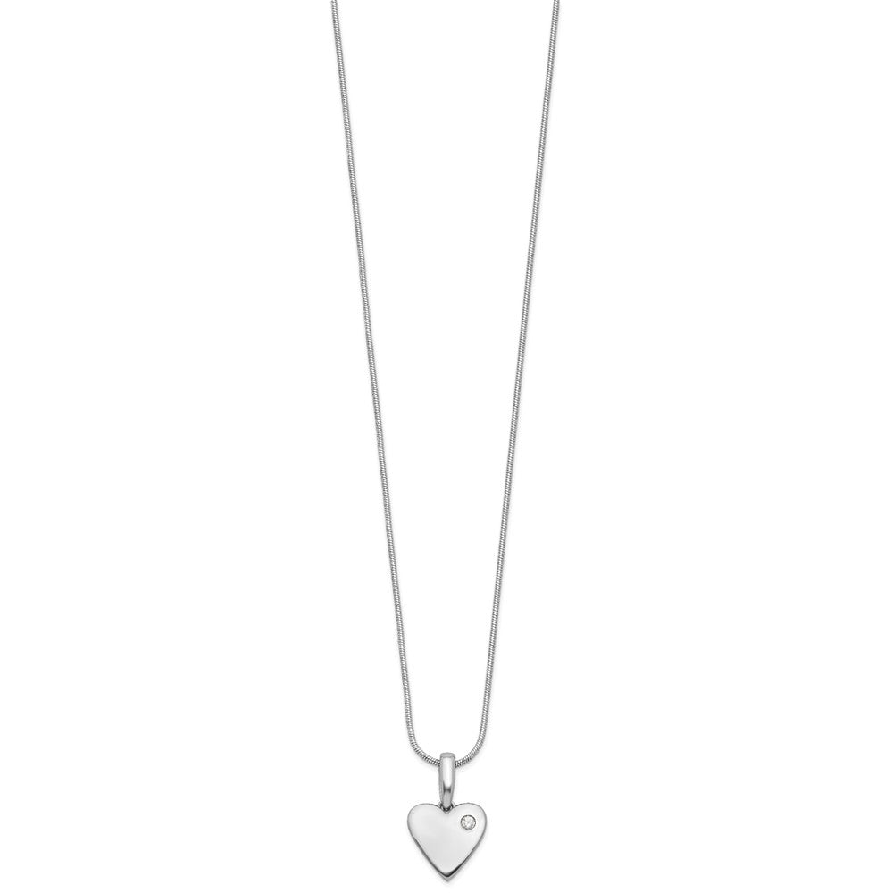 White Ice Sterling Silver Rhodium-plated 18 Inch Diamond Heart Necklace with 2 Inch Extender