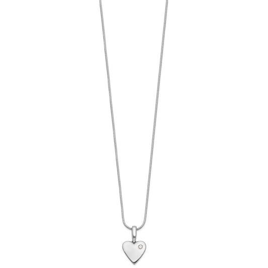 White Ice Sterling Silver Rhodium-plated 18 Inch Diamond Heart Necklace with 2 Inch Extender