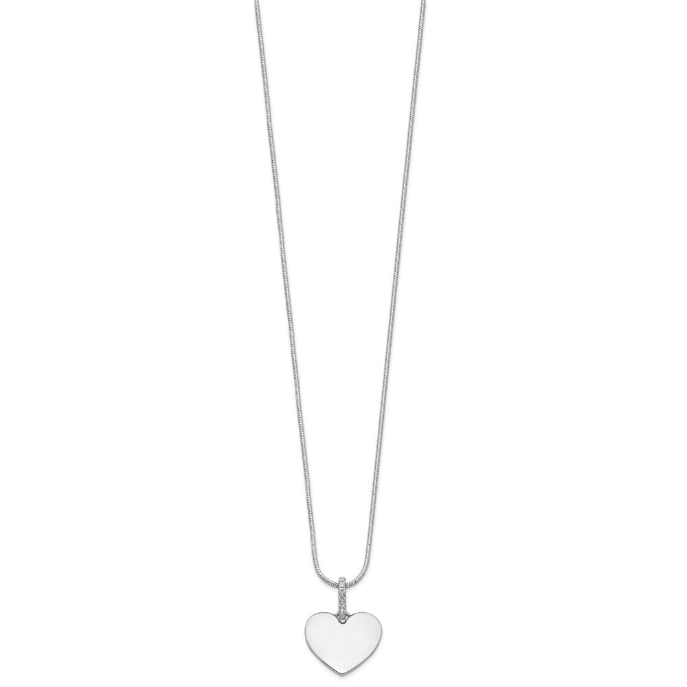 White Ice Sterling Silver Rhodium-plated 18 Inch Diamond Heart Necklace with 2 Inch Extender