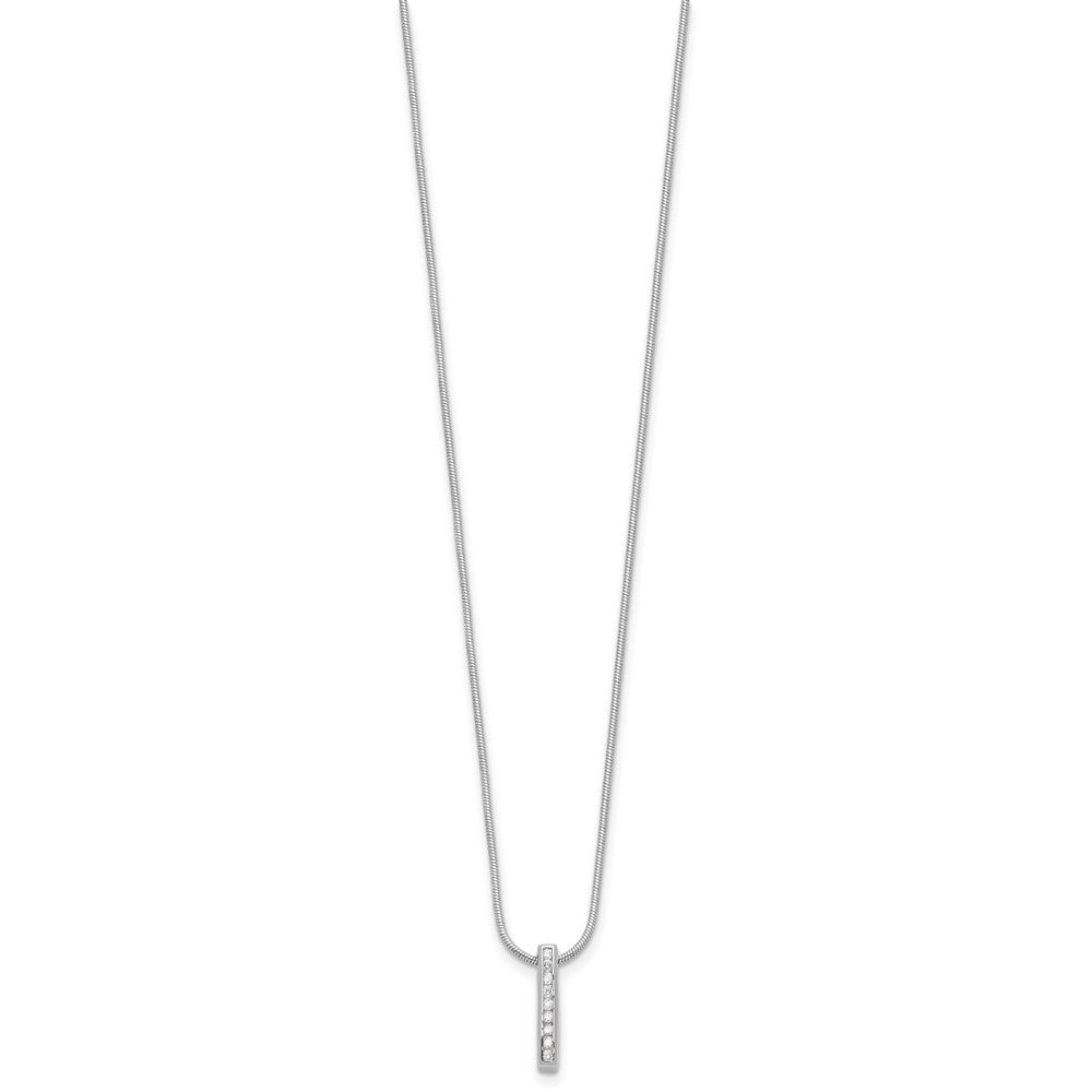 White Ice Sterling Silver Rhodium-plated 18 Inch Chanel-set Diamond Vertical Bar Necklace with 2 Inch Extender