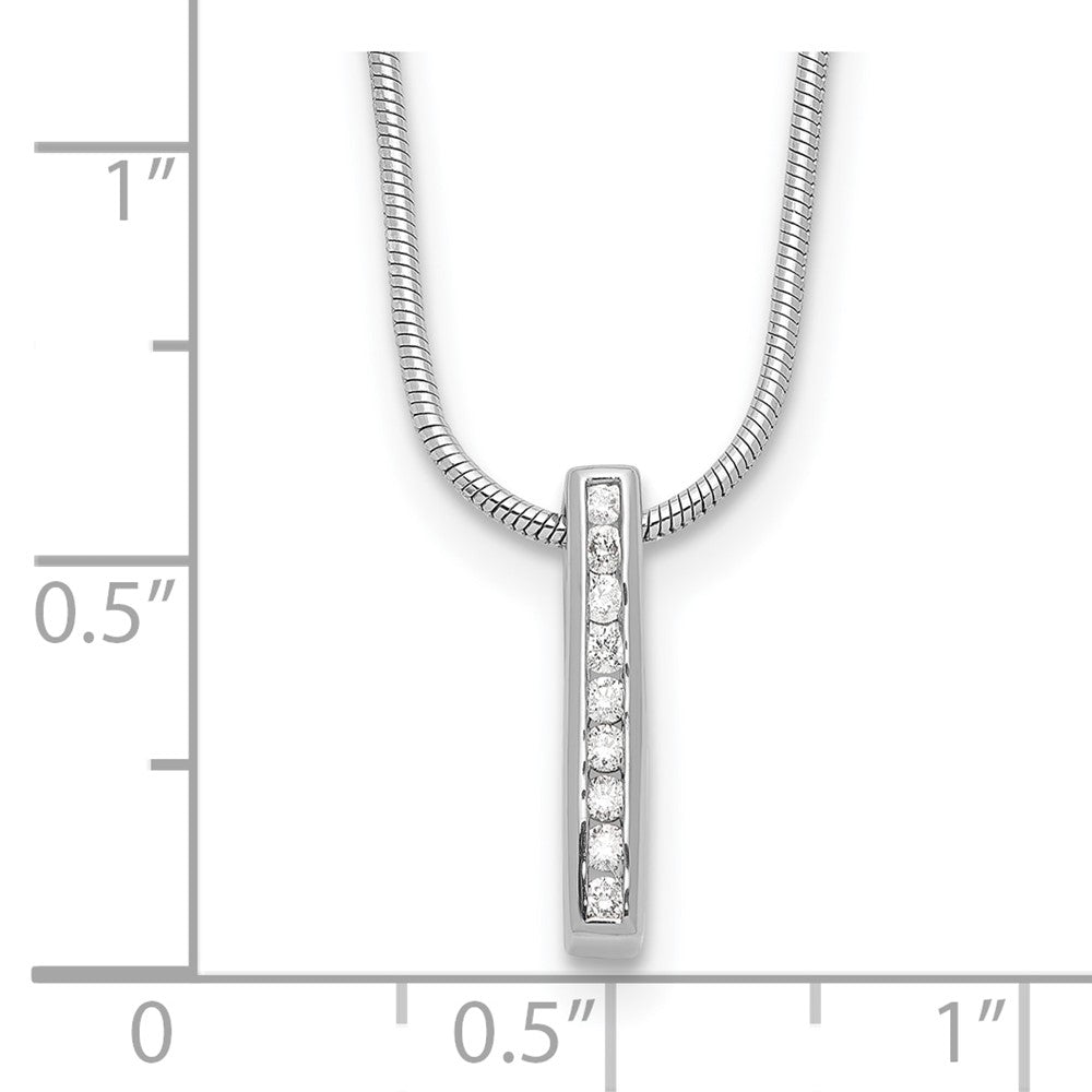 White Ice Sterling Silver Rhodium-plated 18 Inch Chanel-set Diamond Vertical Bar Necklace with 2 Inch Extender