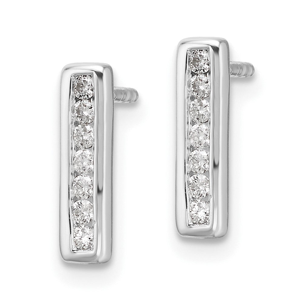 White Ice Sterling Silver Rhodium-plated Diamond Vertical Post Earrings