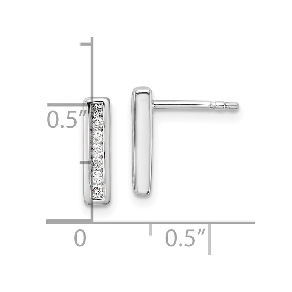 White Ice Sterling Silver Rhodium-plated Diamond Vertical Post Earrings