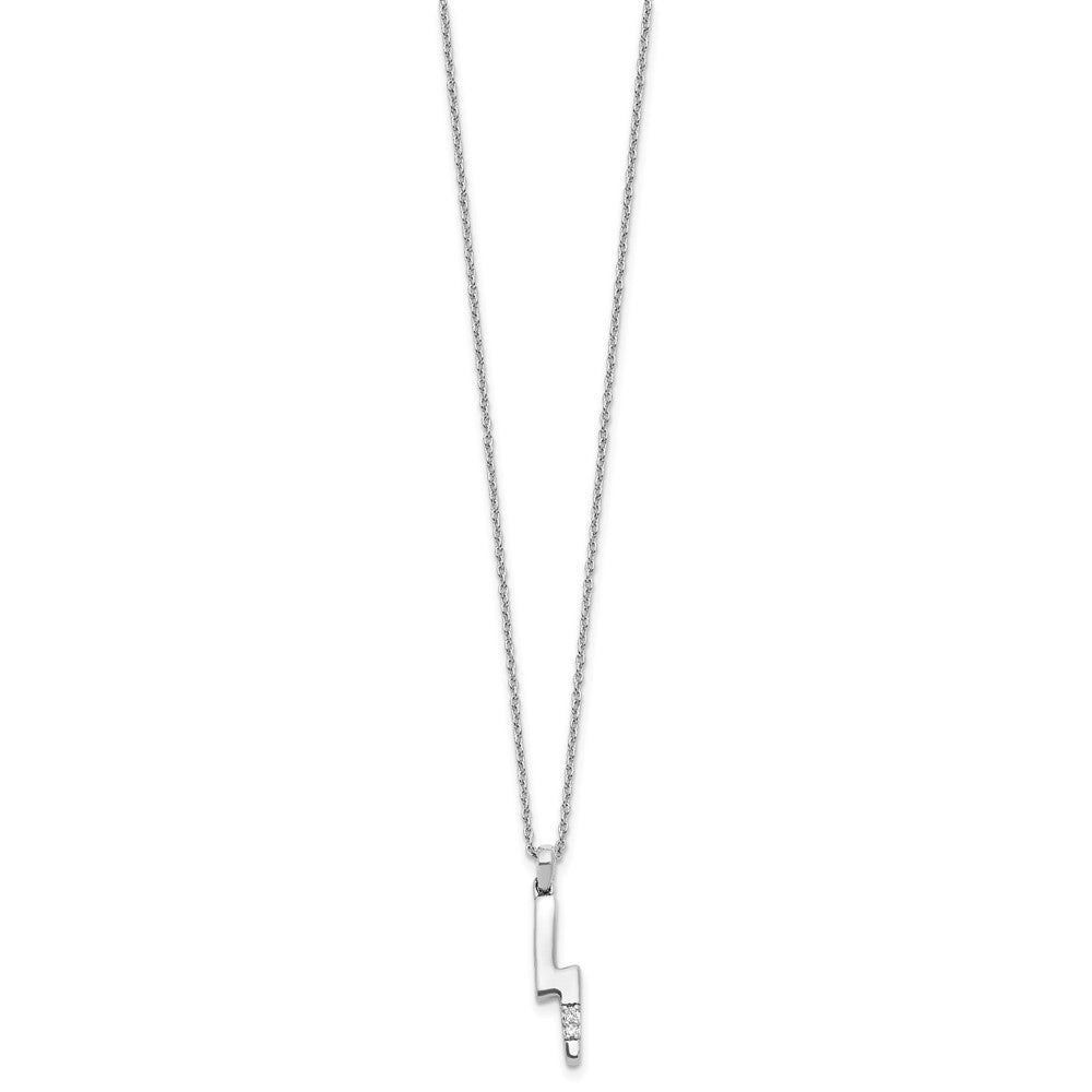White Ice Sterling Silver Rhodium-plated 18 inch Diamond Lightning Bolt Necklace plus 2 inch Extender