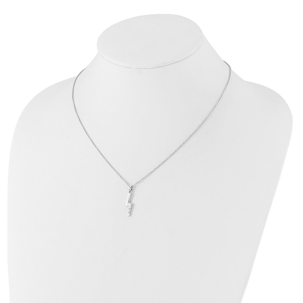 White Ice Sterling Silver Rhodium-plated 18 inch Diamond Lightning Bolt Necklace plus 2 inch Extender