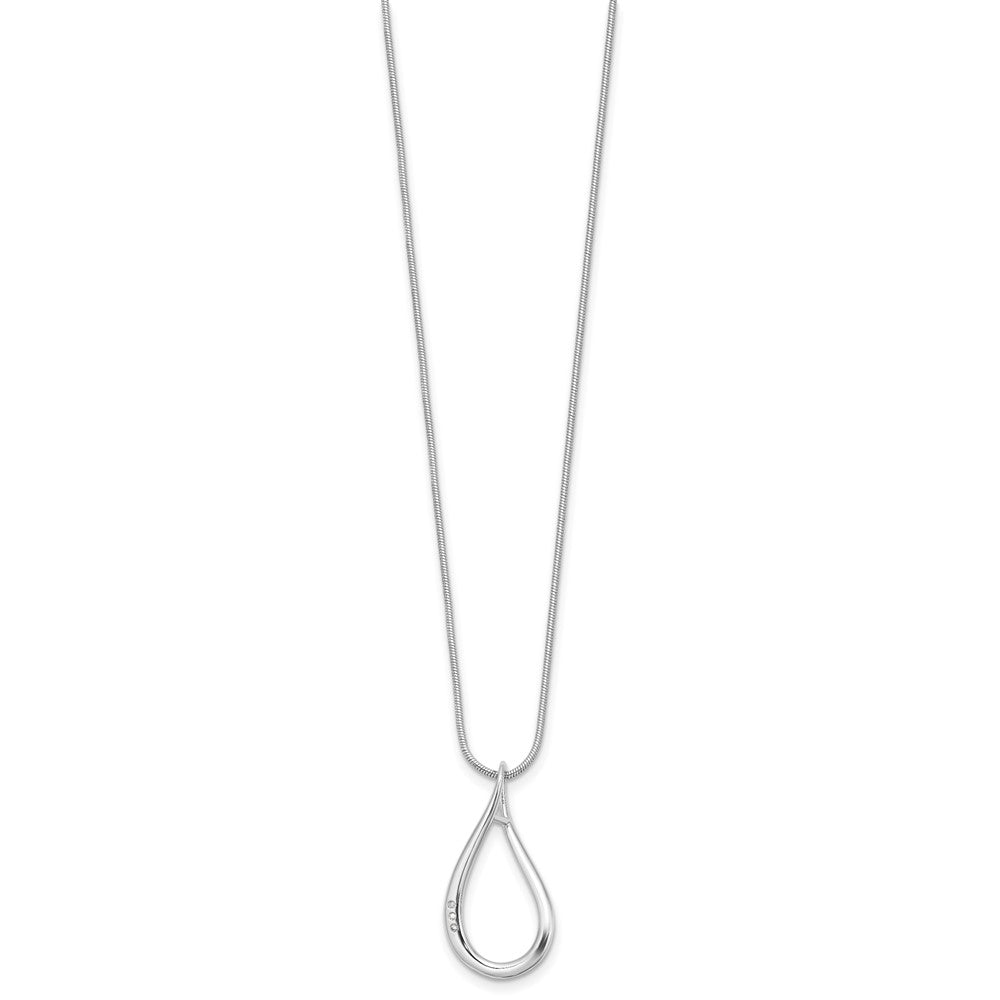White Ice Sterling Silver Rhodium-plated Diamond Teardrop 18 inch Necklace plus 2 inch Extender