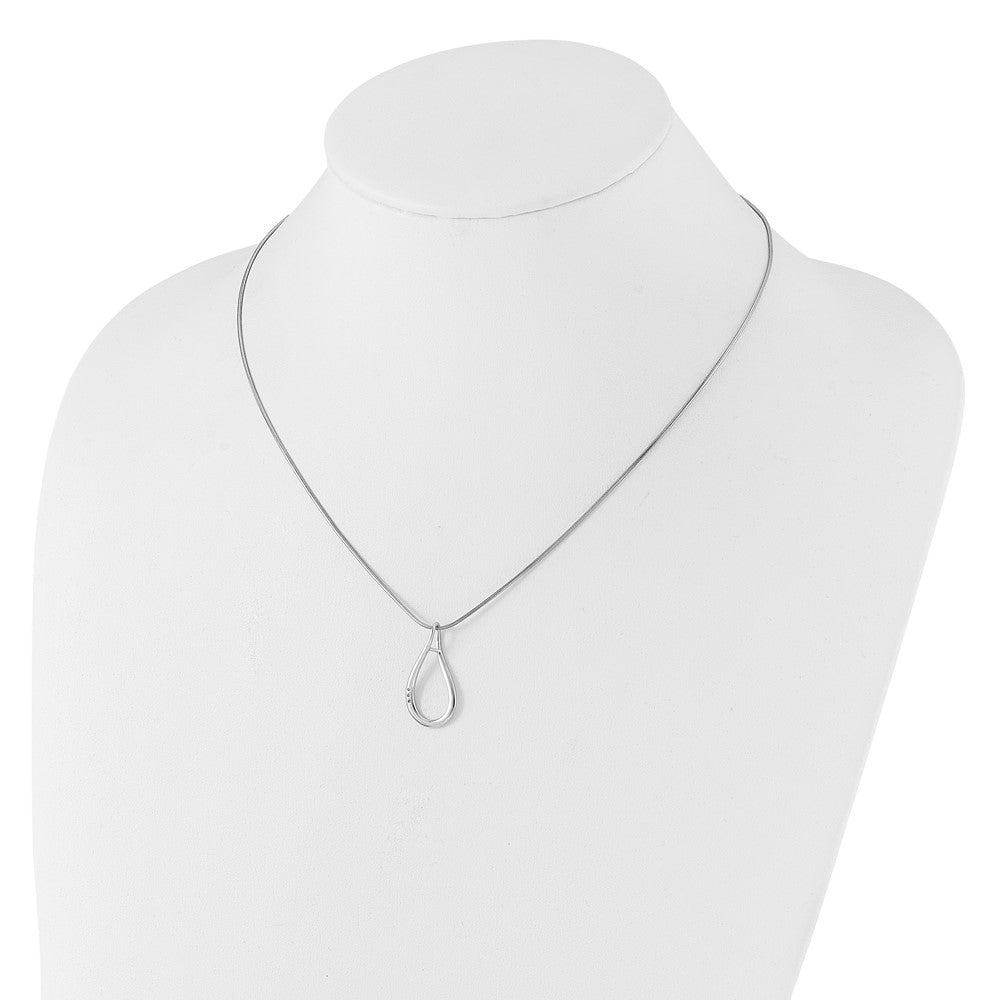White Ice Sterling Silver Rhodium-plated Diamond Teardrop 18 inch Necklace plus 2 inch Extender