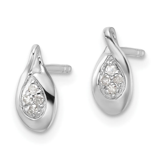 White Ice Sterling Silver Rhodium-plated Diamond Post Earrings