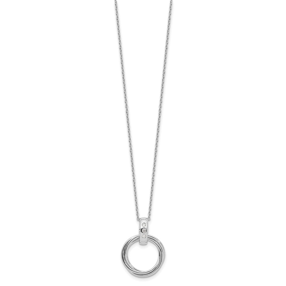 White Ice Sterling Silver Rhodium-plated Diamond with Three Rings 18 inch Necklace plus 2 inch Extender
