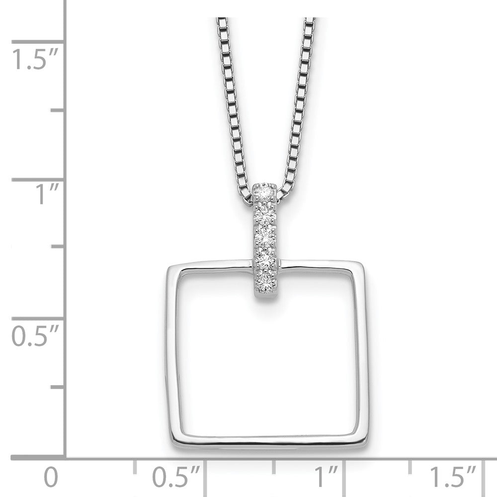 White Ice Sterling Silver Rhodium-plated 18 inch Diamond Open Square Necklace plus 2 inch Extention