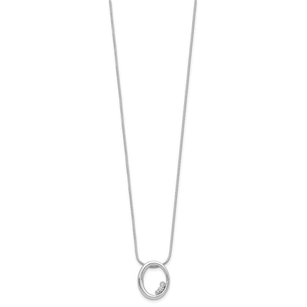 White Ice Sterling Silver Rhodium-plated 18 inch Diamond Oval Necklace plus 2 inch Extender