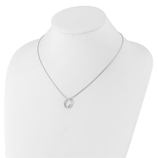 White Ice Sterling Silver Rhodium-plated 18 inch Diamond Oval Necklace plus 2 inch Extender