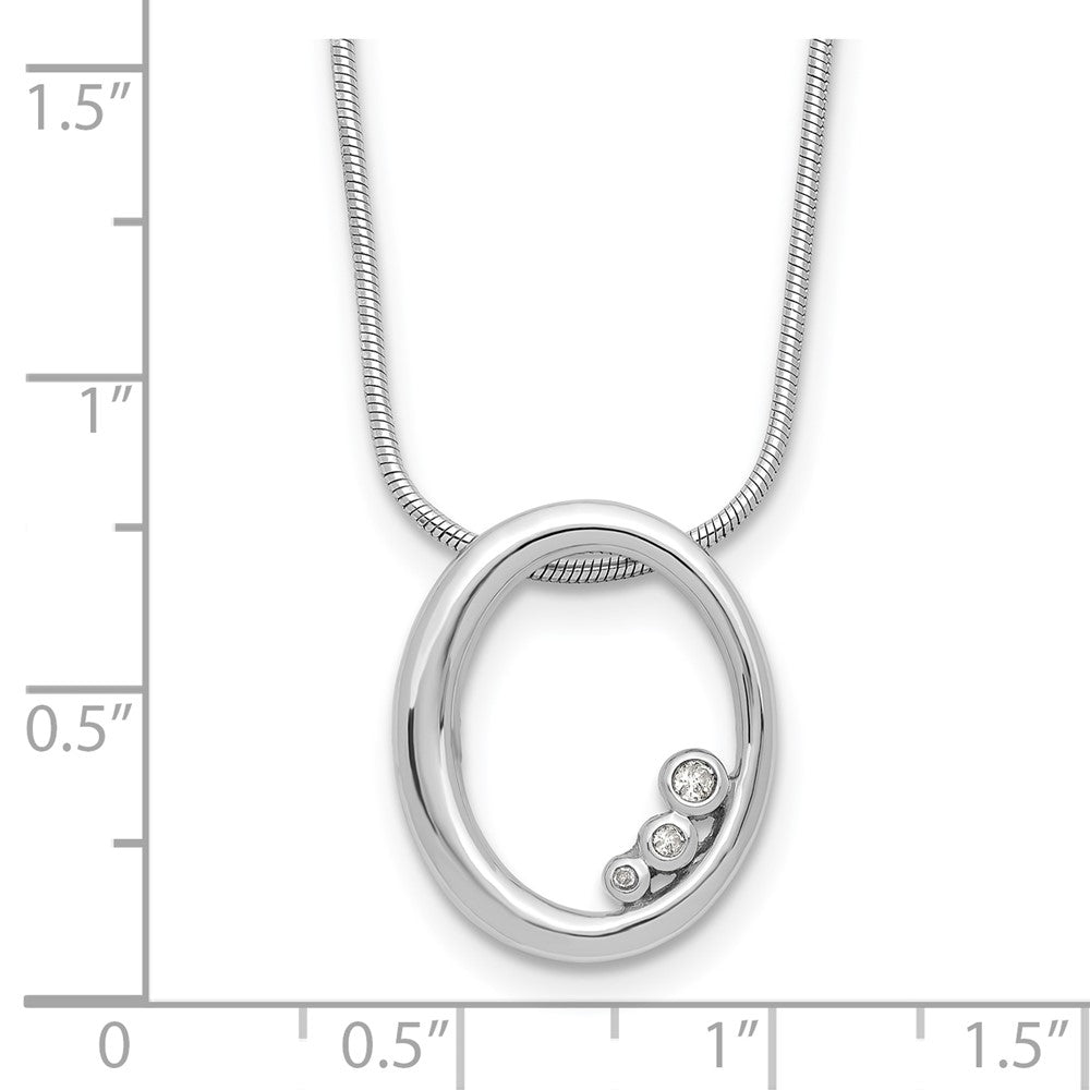 White Ice Sterling Silver Rhodium-plated 18 inch Diamond Oval Necklace plus 2 inch Extender