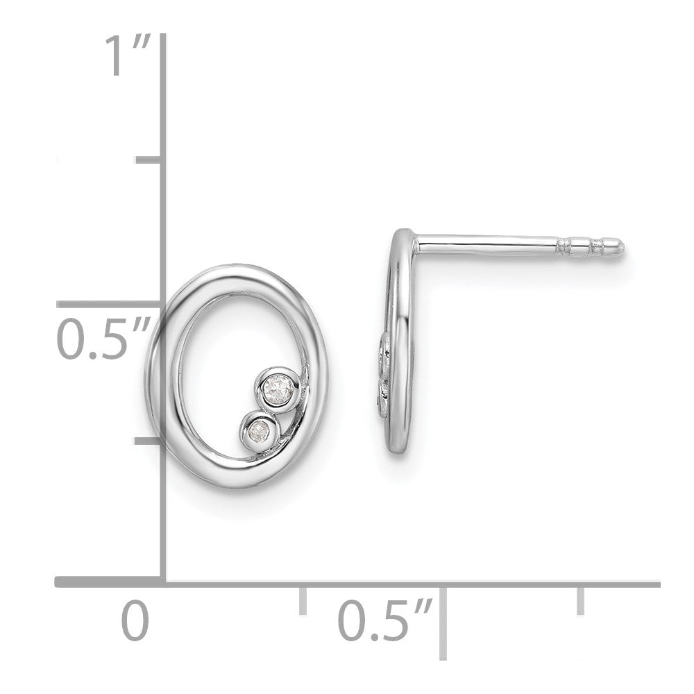 White Ice Sterling Silver Rhodium-plated Diamond Oval Post Earrings