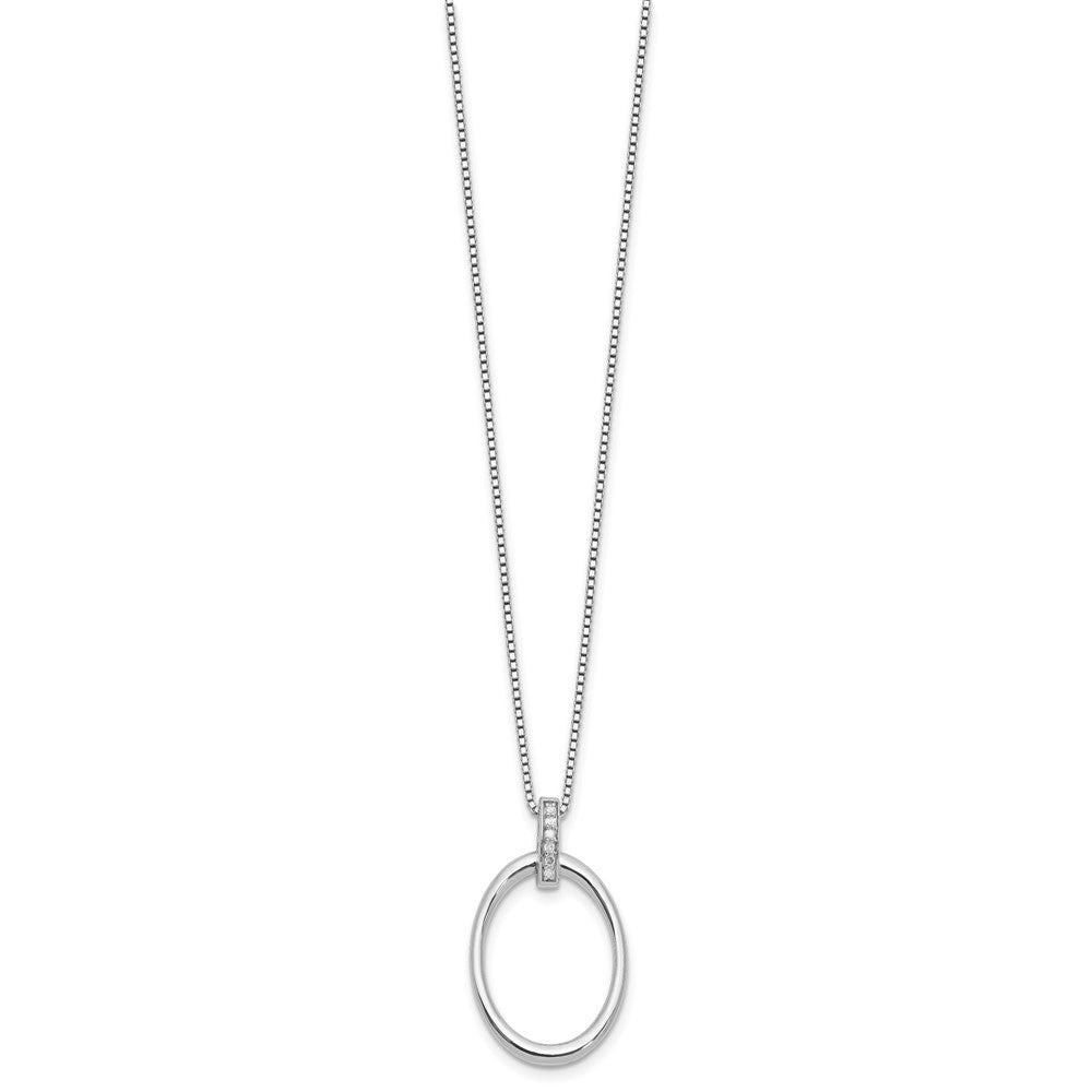 White Ice Sterling Silver Rhodium-plated 18 inch Diamond Oval Necklace plus 2 in Extender