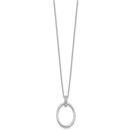 White Ice Sterling Silver Rhodium-plated 18 inch Diamond Oval Necklace plus 2 in Extender