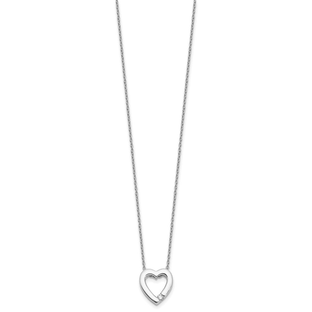 White Ice Sterling Silver Rhodium-plated Diamond Open Heart 18 inch Necklace plus 2 inch Extender