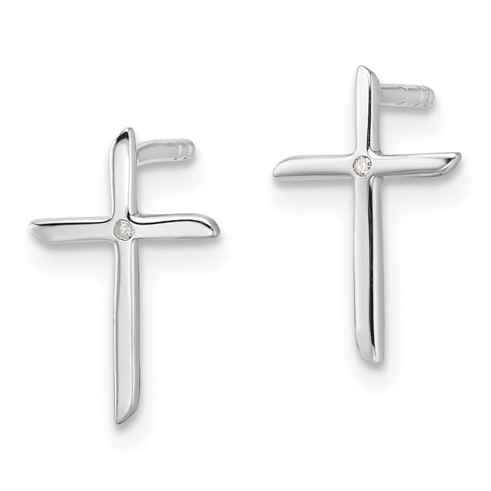 White Ice Sterling Silver Rhodium-plated Diamond Cross Post Earrings