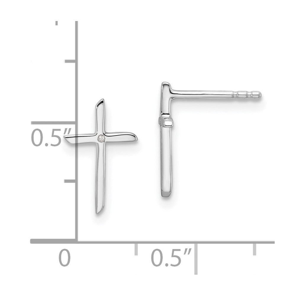 White Ice Sterling Silver Rhodium-plated Diamond Cross Post Earrings