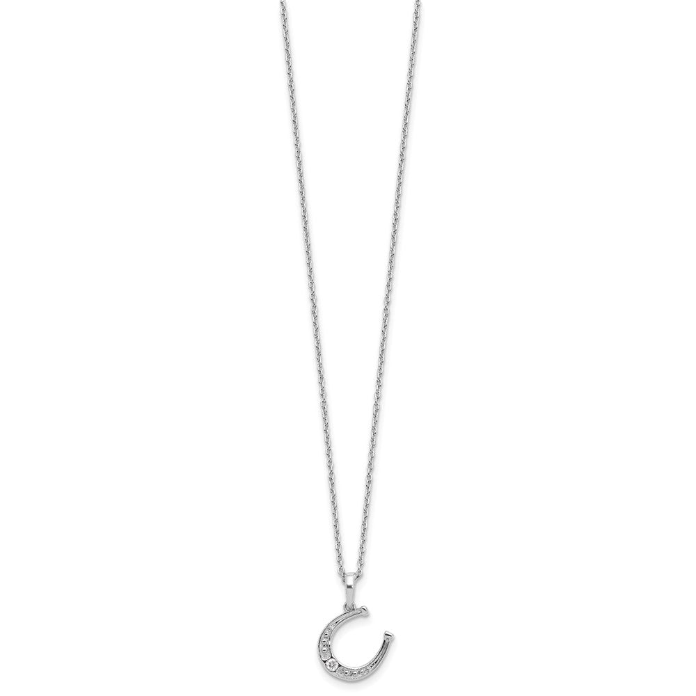 White Ice Sterling Silver Rhodium-plated 18 inch Diamond Horseshoe Necklace plus 2 inch Extender