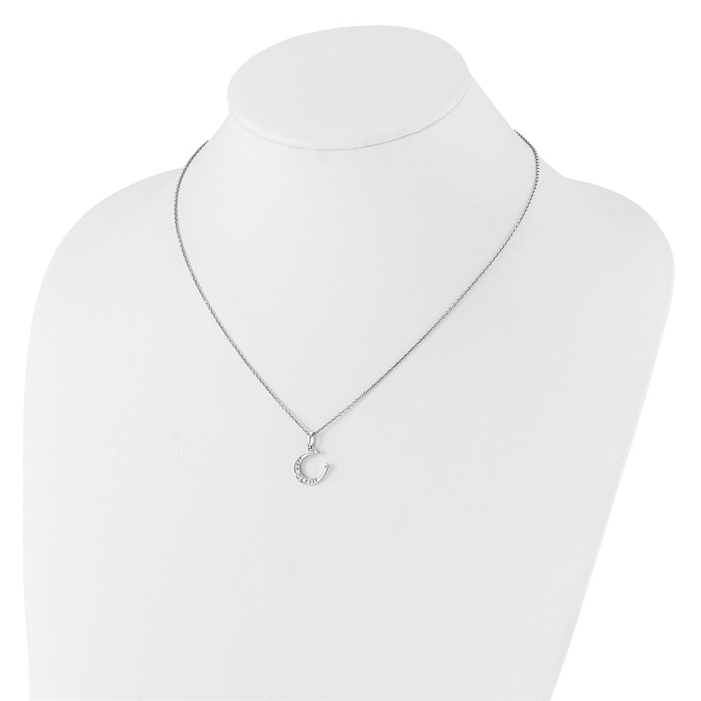 White Ice Sterling Silver Rhodium-plated 18 inch Diamond Horseshoe Necklace plus 2 inch Extender