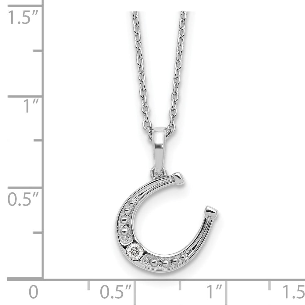 White Ice Sterling Silver Rhodium-plated 18 inch Diamond Horseshoe Necklace plus 2 inch Extender