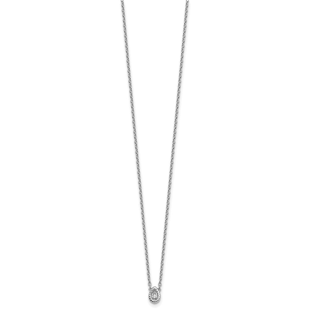 White Ice Sterling Silver Rhodium-plated 18in Diamond Twisted Teardrop Necklace plus 2in extender