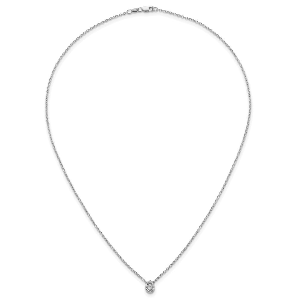 White Ice Sterling Silver Rhodium-plated 18in Diamond Twisted Teardrop Necklace plus 2in extender