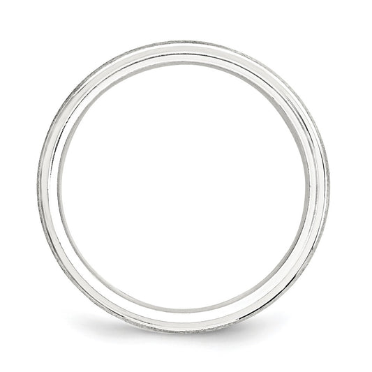 Sterling Silver 6mm Brushed Domed with Grooved Beveled Edge Fancy Band Size 12