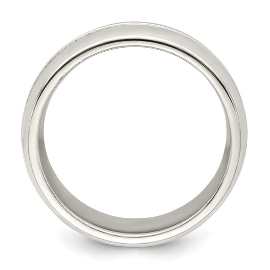 Sterling Silver 7mm Polished Domed Grooved Fancy Band Size 9.5