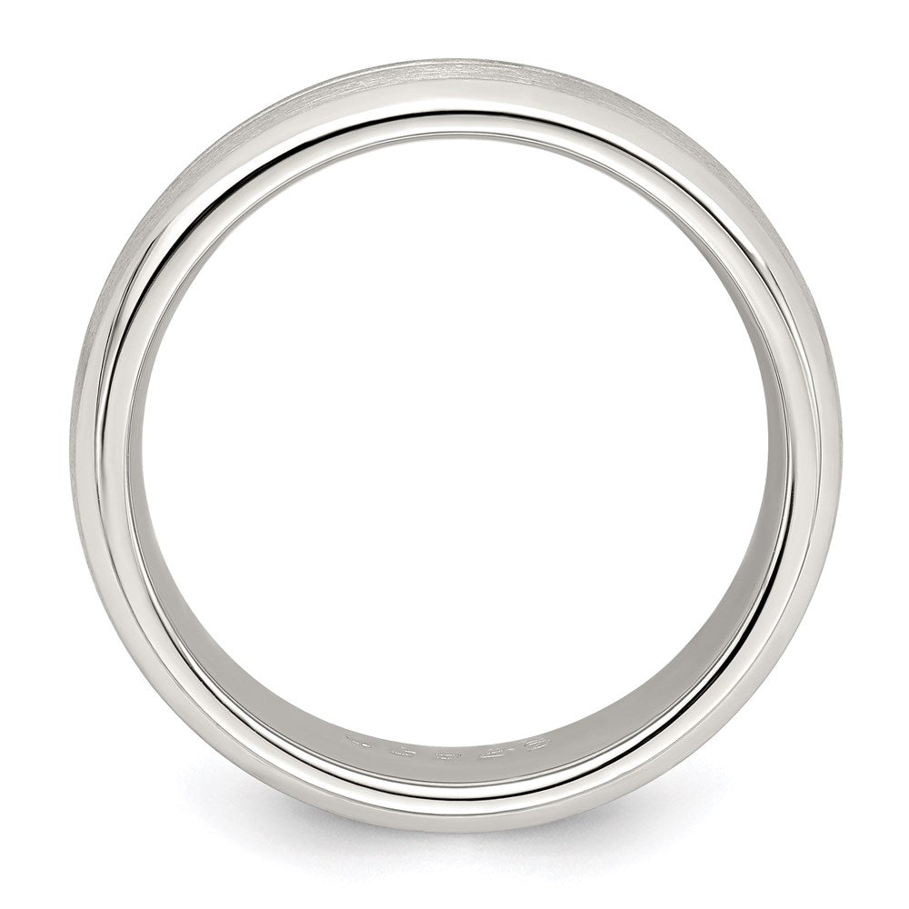 Sterling Silver 7mm Brushed Domed Grooved Fancy Band Size 7.5