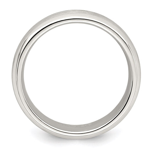 Sterling Silver 7mm Brushed Domed Grooved Fancy Band Size 7.5