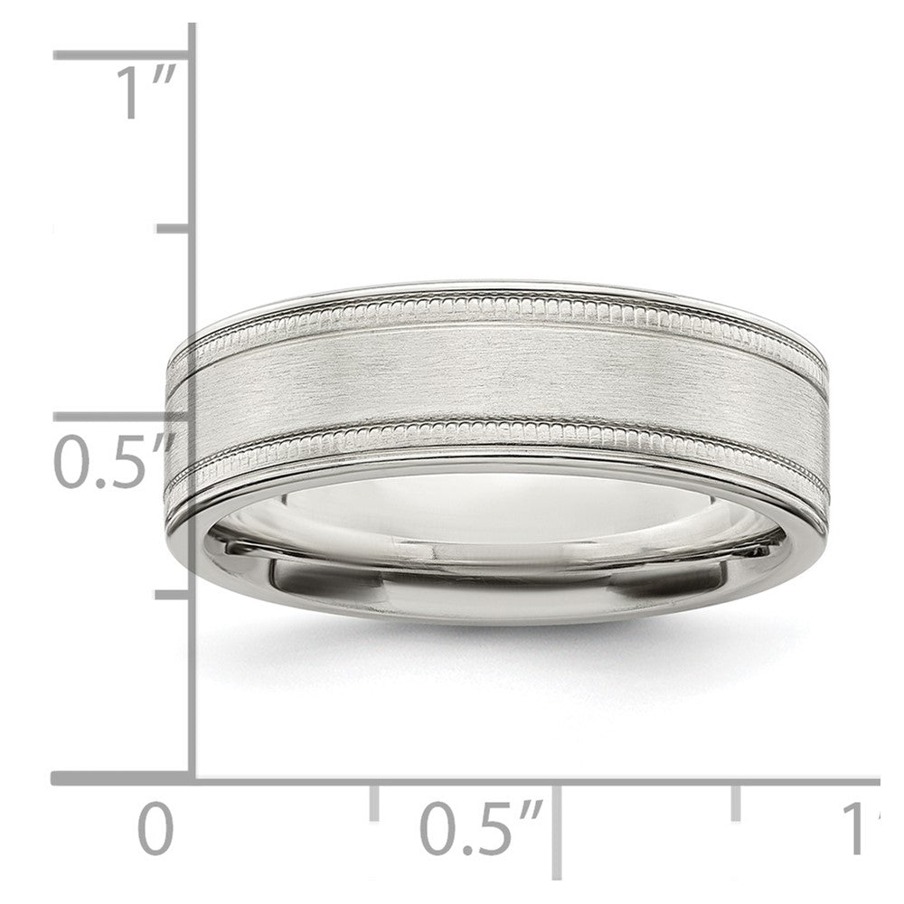 Sterling Silver 6mm Brushed Flat Milgrain Grooved Edge Fancy Band Size 13
