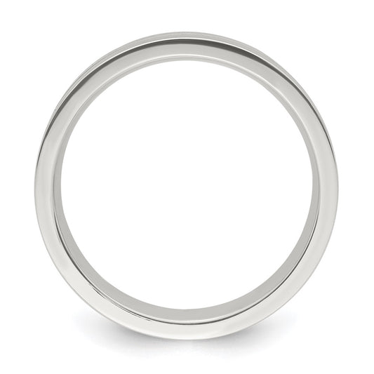 Sterling Silver 6mm Polished Flat Grooved Center Fancy Band Size 11.5