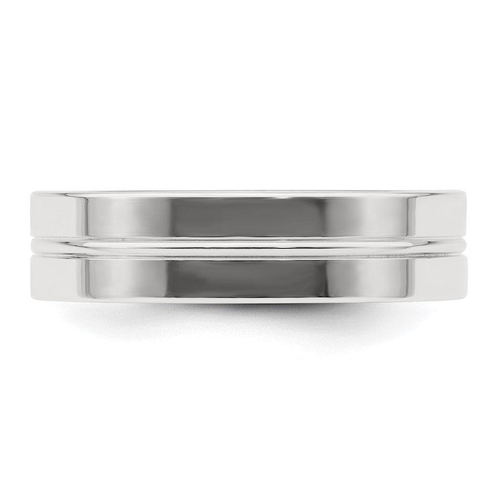 Sterling Silver 6mm Polished Flat Grooved Center Fancy Band Size 10