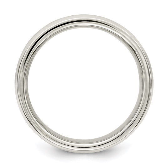Sterling Silver 6mm Polished Flat Grooved Fancy Band Size 12