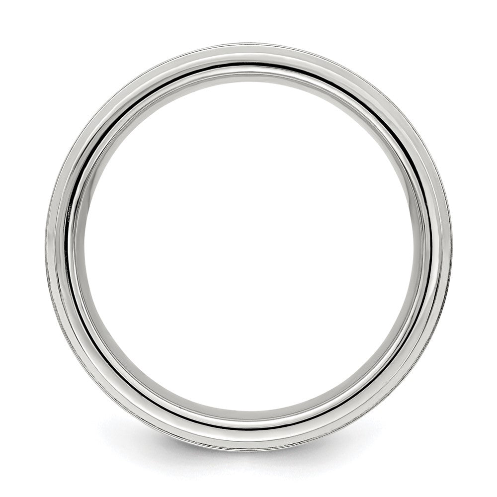 Sterling Silver 6mm Brushed Flat Grooved Fancy Band Size 13