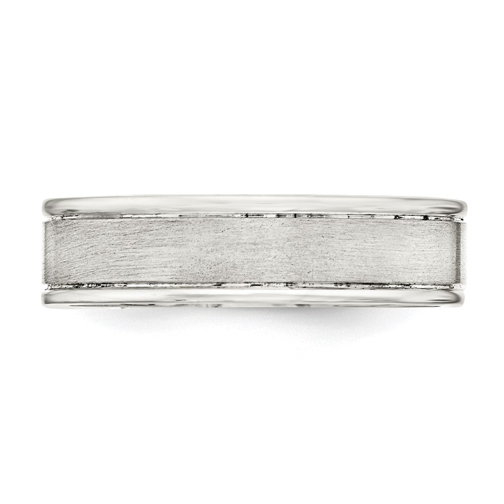 Sterling Silver 6mm Brushed Flat Grooved Fancy Band Size 13