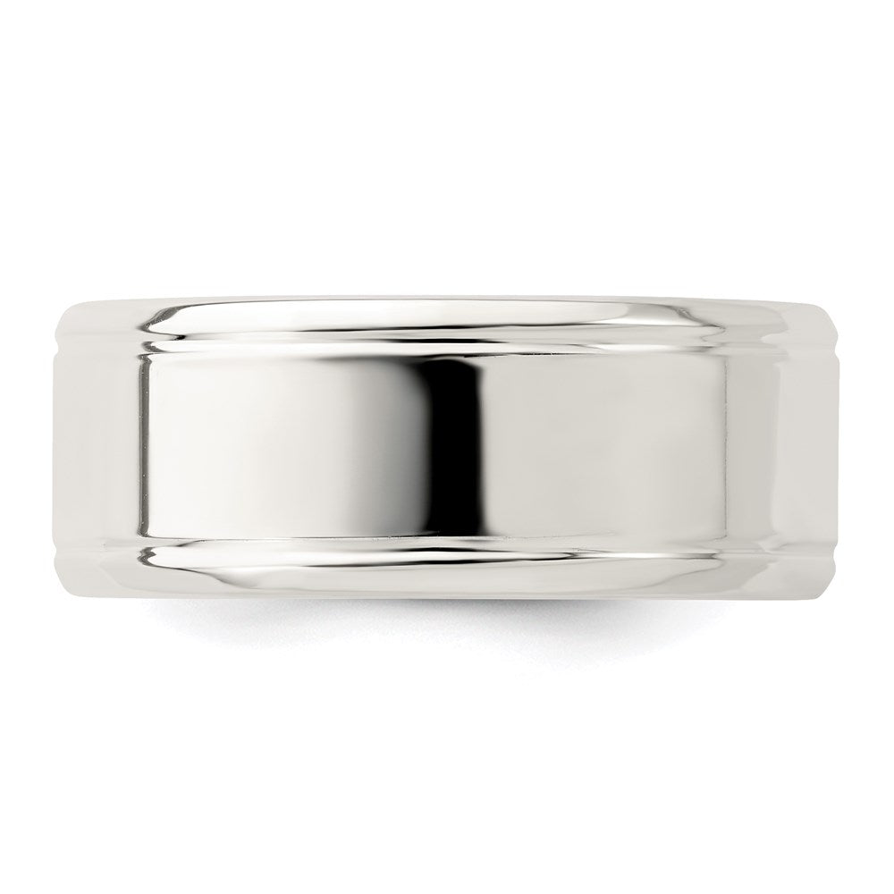 Sterling Silver 6mm Polished Flat Beveled Edge Fancy Band Size 12