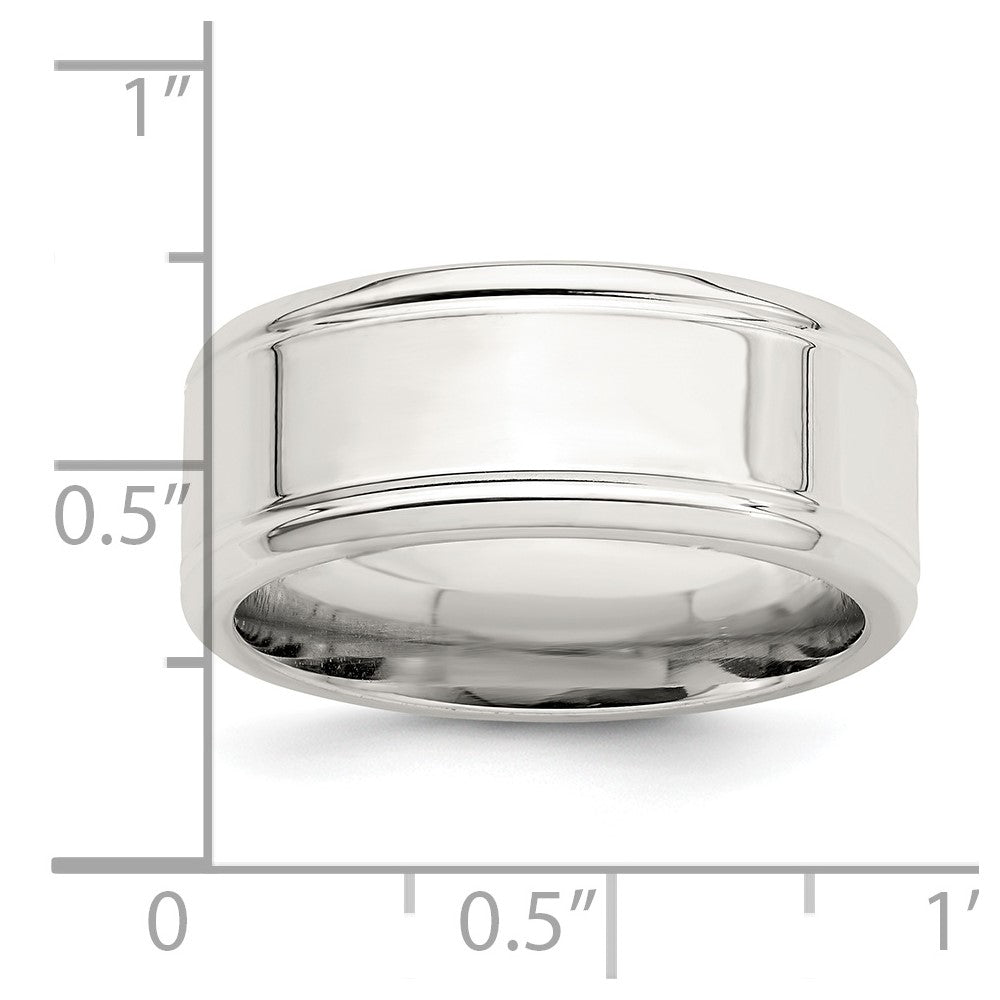Sterling Silver 6mm Polished Flat Beveled Edge Fancy Band Size 12