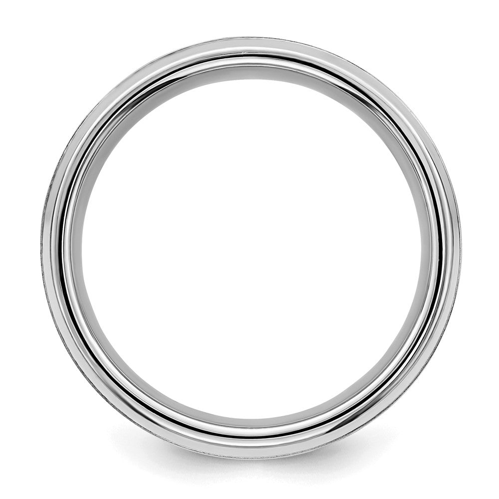 Sterling Silver Rhodium-plated 8mm Brushed Fancy Band Size 11