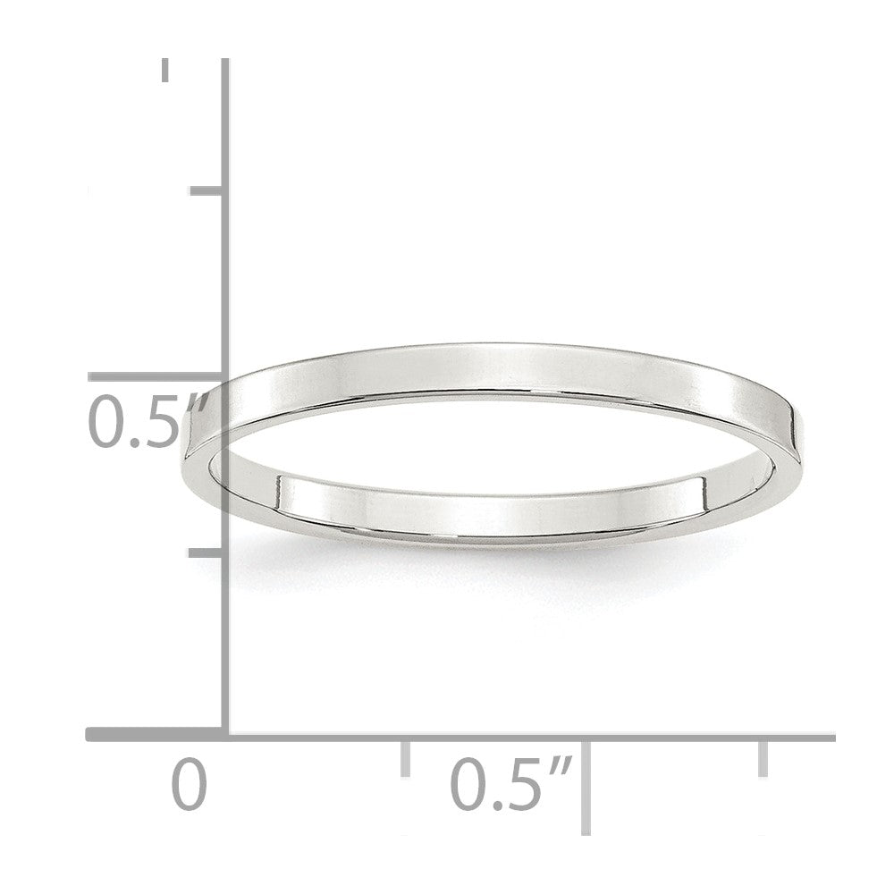 Sterling Silver Rhodium-plated 2mm Flat Size 8 Band