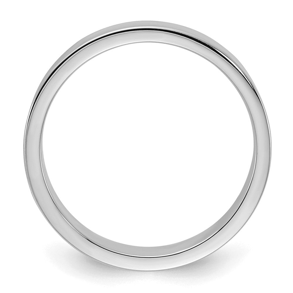 Sterling Silver Rhodium-plated 4mm Flat Size 7.5 Band